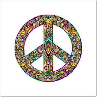 colorful decorated peace symbol Posters and Art